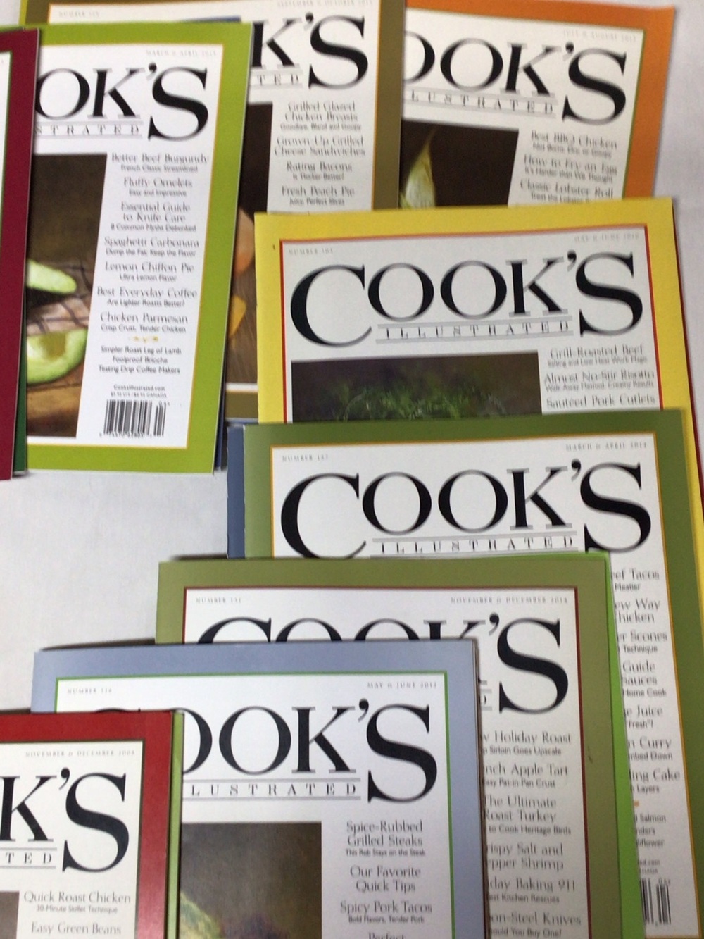 Cookbook Collection - Green, Yellow, Red Covers. Cooks illustrated lot of 29
